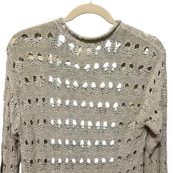 Debbie Morgan Women Boho Crochet Cardigan Sweater L‎ Beige Cottagecore Festival - Picture 5 of 10